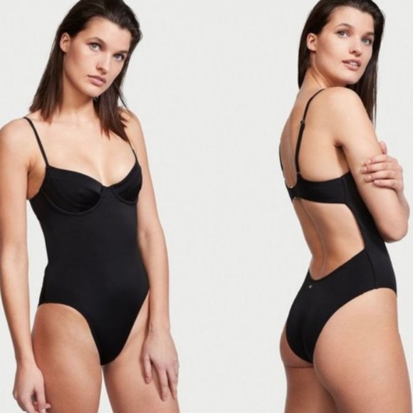 Victoria's Secret Black Essential Wicked One-Piece Swimsuit - Picture 2 of 4